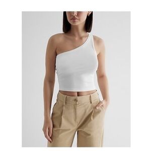 Express Fitted Ribbed One Shoulder Cropped Tank